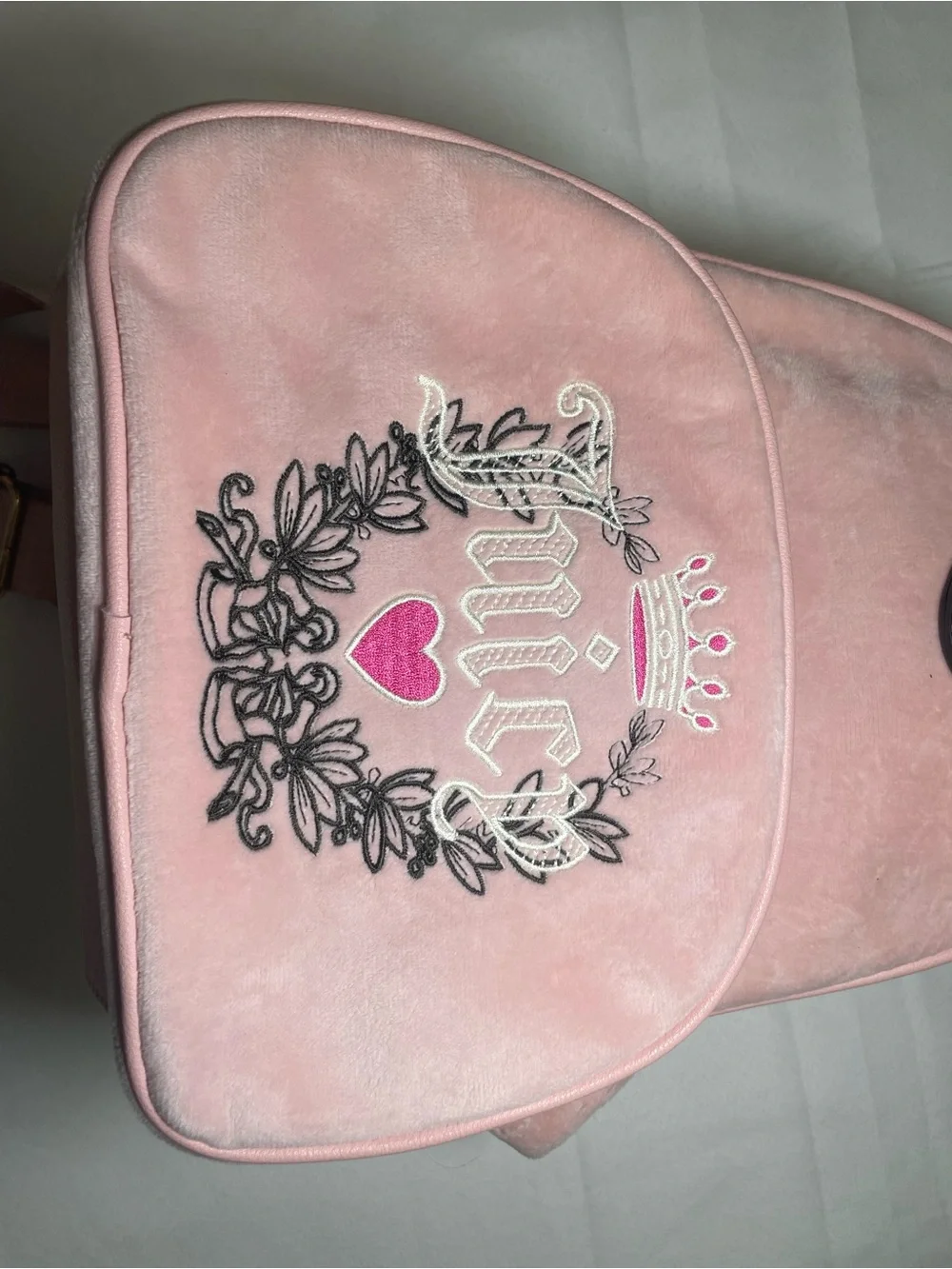 Juicy Couture Soft Pink Velvet  Mini Backpack with Heart Charm‎